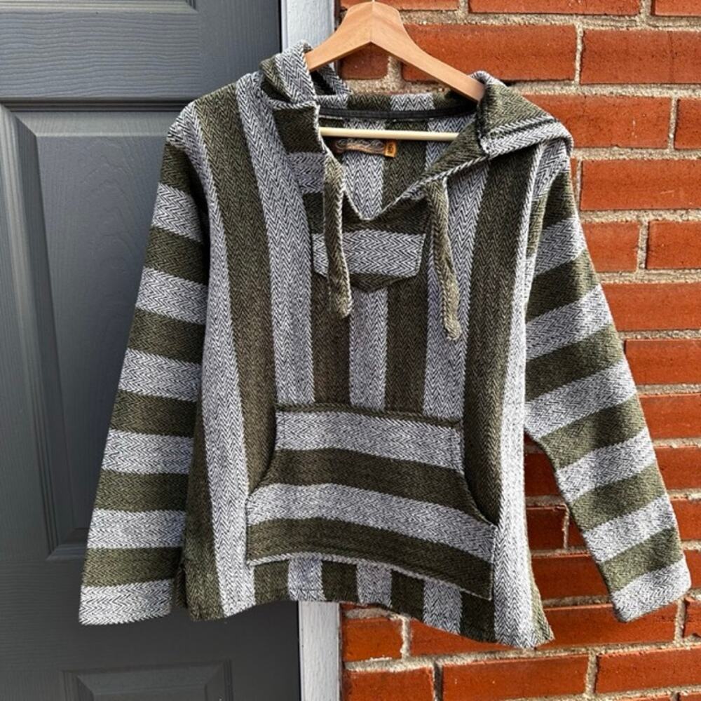 Retrofit Men's Mexican Baja Poncho Hoodie Size S Surfer Skater Beach